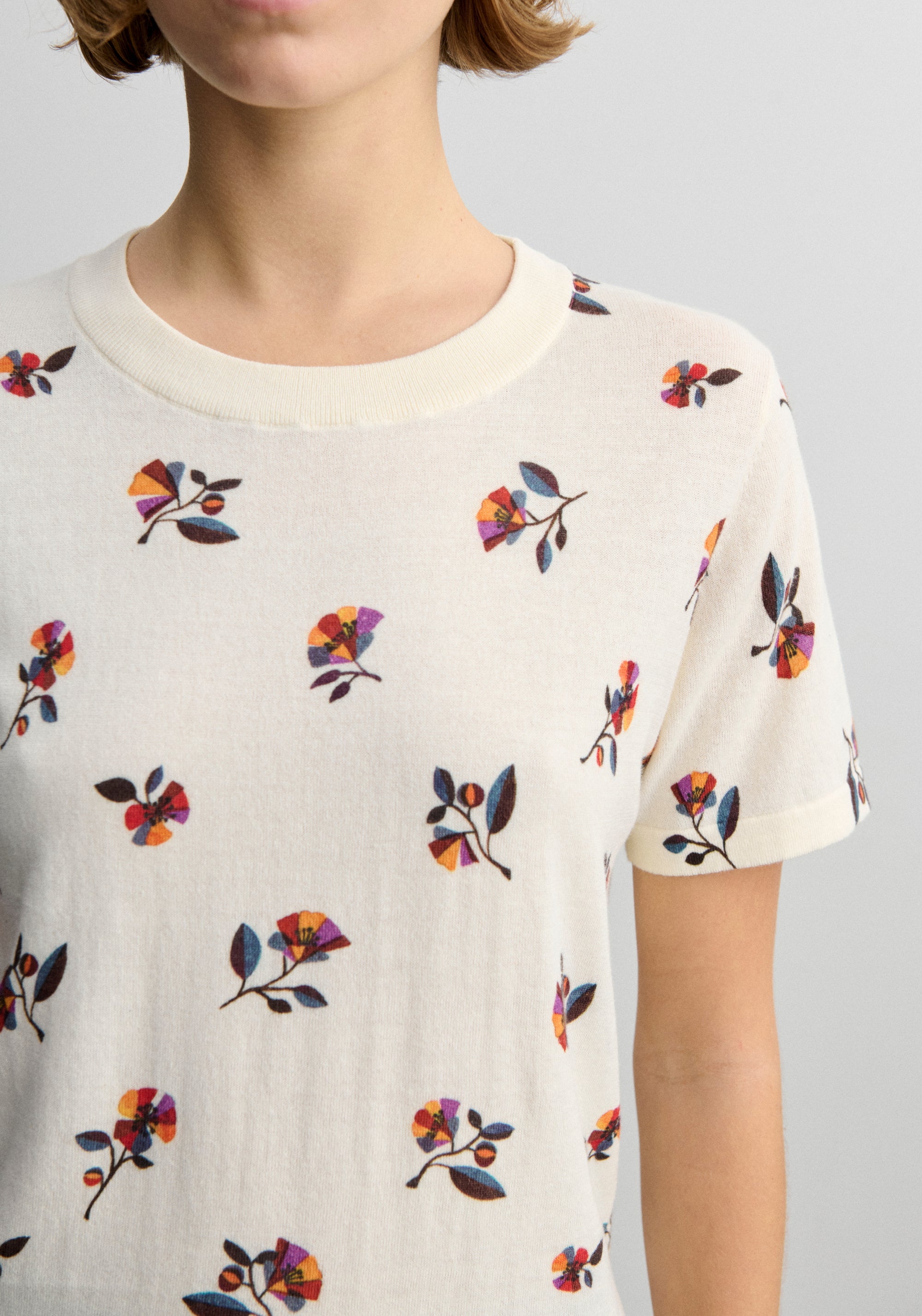 Tricou femei din bumbac - Printed extrafin Flower