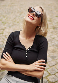 Tricou femei seamless din mătase - Gorgeous Black Minimalisma HipHip.ro