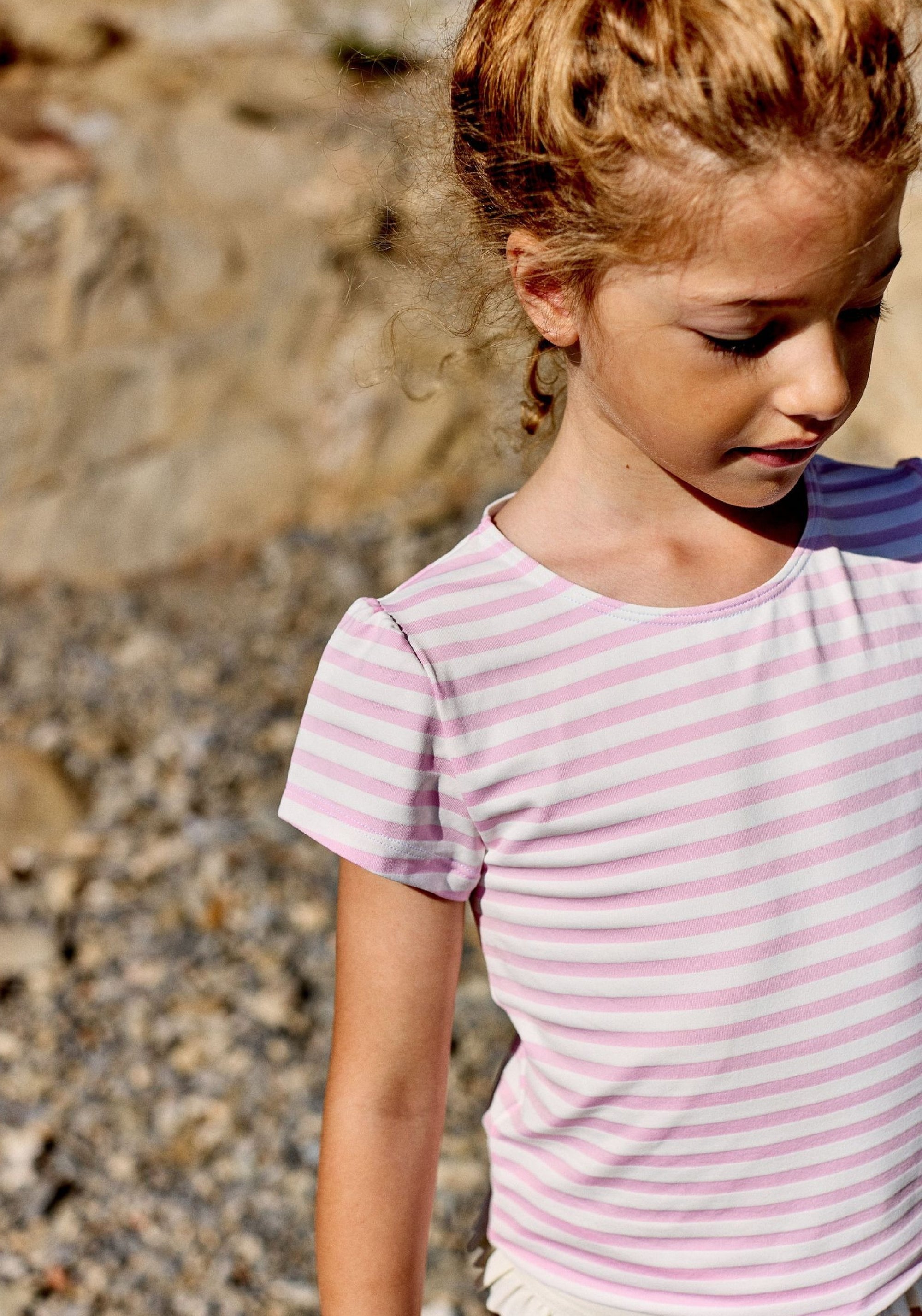 Tricou fete protecție UV din bumbac - Kelly Dragee Stripe