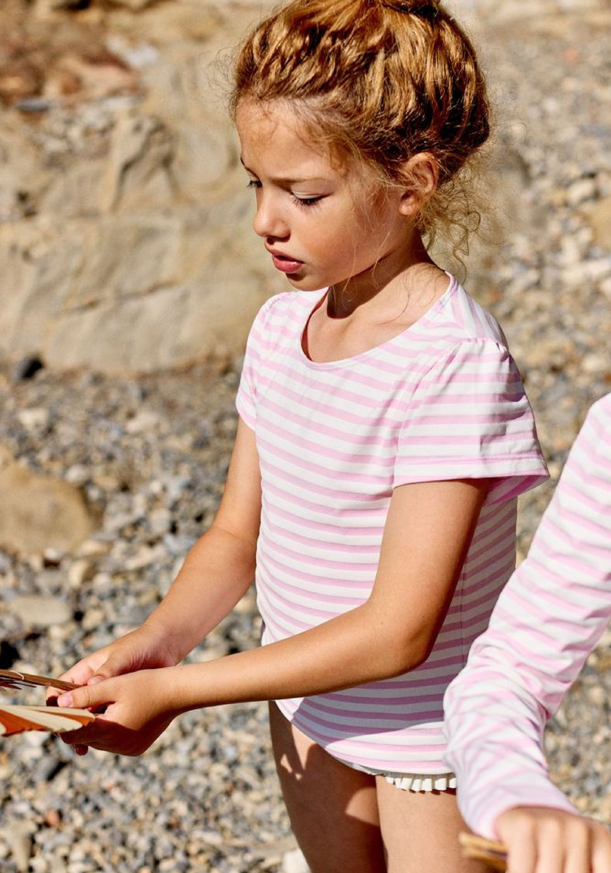 Tricou fete protecție UV din bumbac - Kelly Dragee Stripe