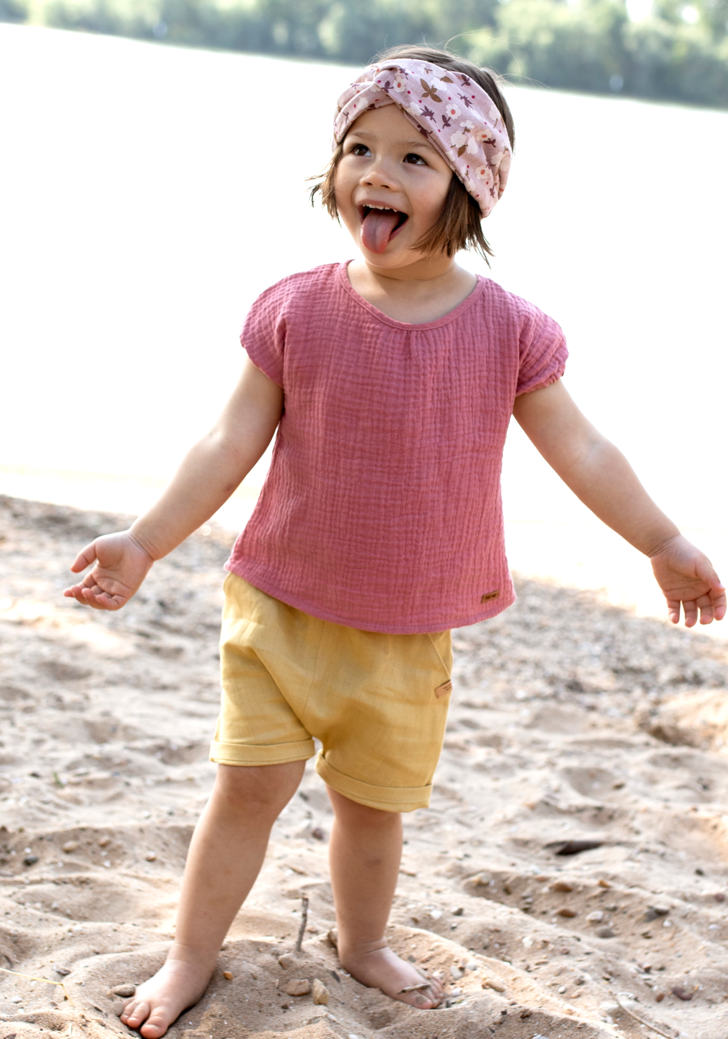 Tricou din muselină dublă de bumbac - Mauve Pure Pure HipHip.ro