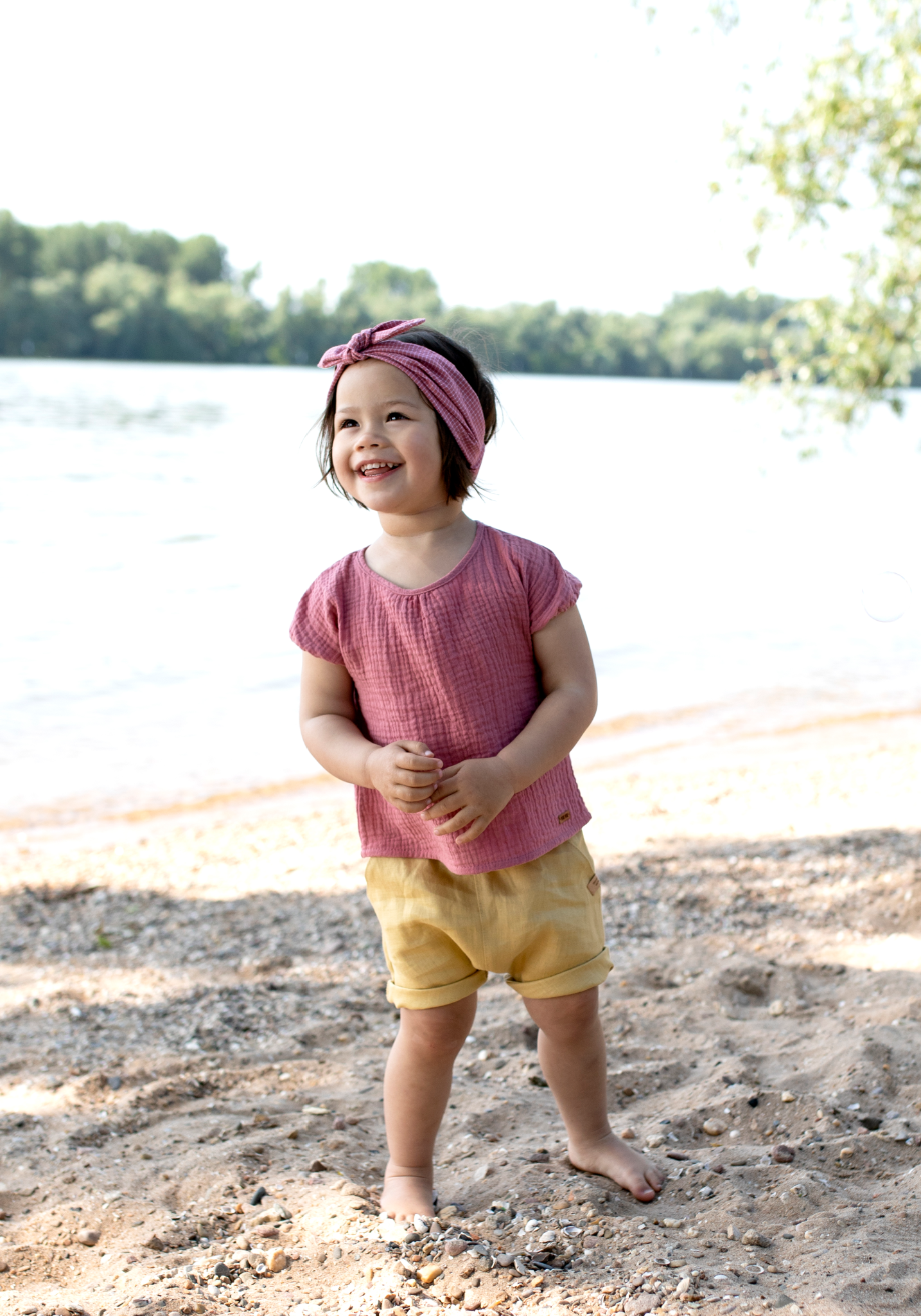 Tricou din muselină dublă de bumbac - Mauve Pure Pure HipHip.ro