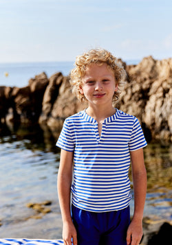 Tricou protecție UV - Louis Cobalt Stripe