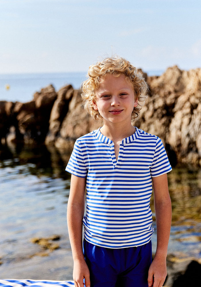 Tricou protecție UV - Louis Cobalt Stripe