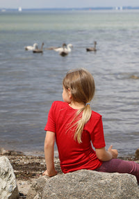Tricou sealmess din lână merinos și mătase - Red Cosilana HipHip.ro