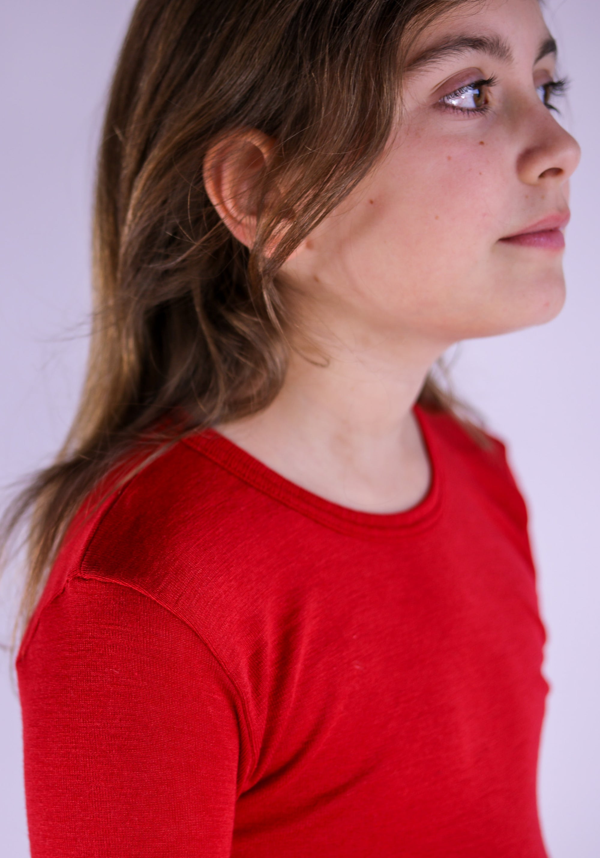 Tricou seamless din lână merinos și mătase - Red