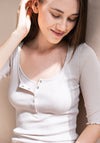 Tricou seamless din mătase - Gaia Ecru
