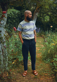 Tricou unisex din bumbac - Camiseta Stripe Lavender Poudre Organic HipHip.ro