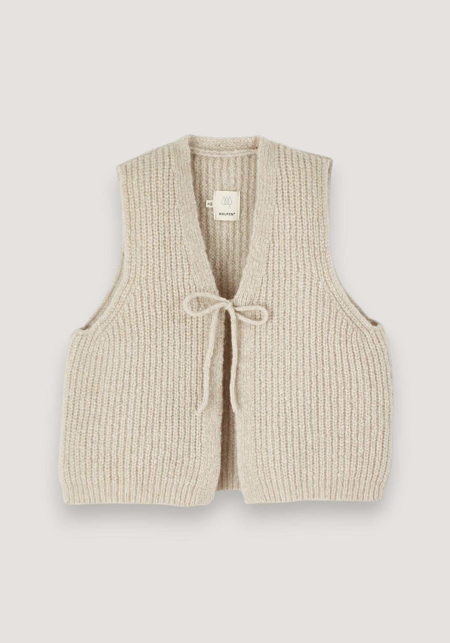 Vestă din alpaca, lână merinos și mătase - Beige