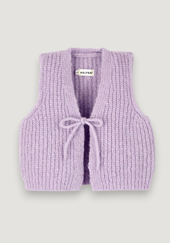 Vestă din alpaca, lână merinos și mătase - Lilac
