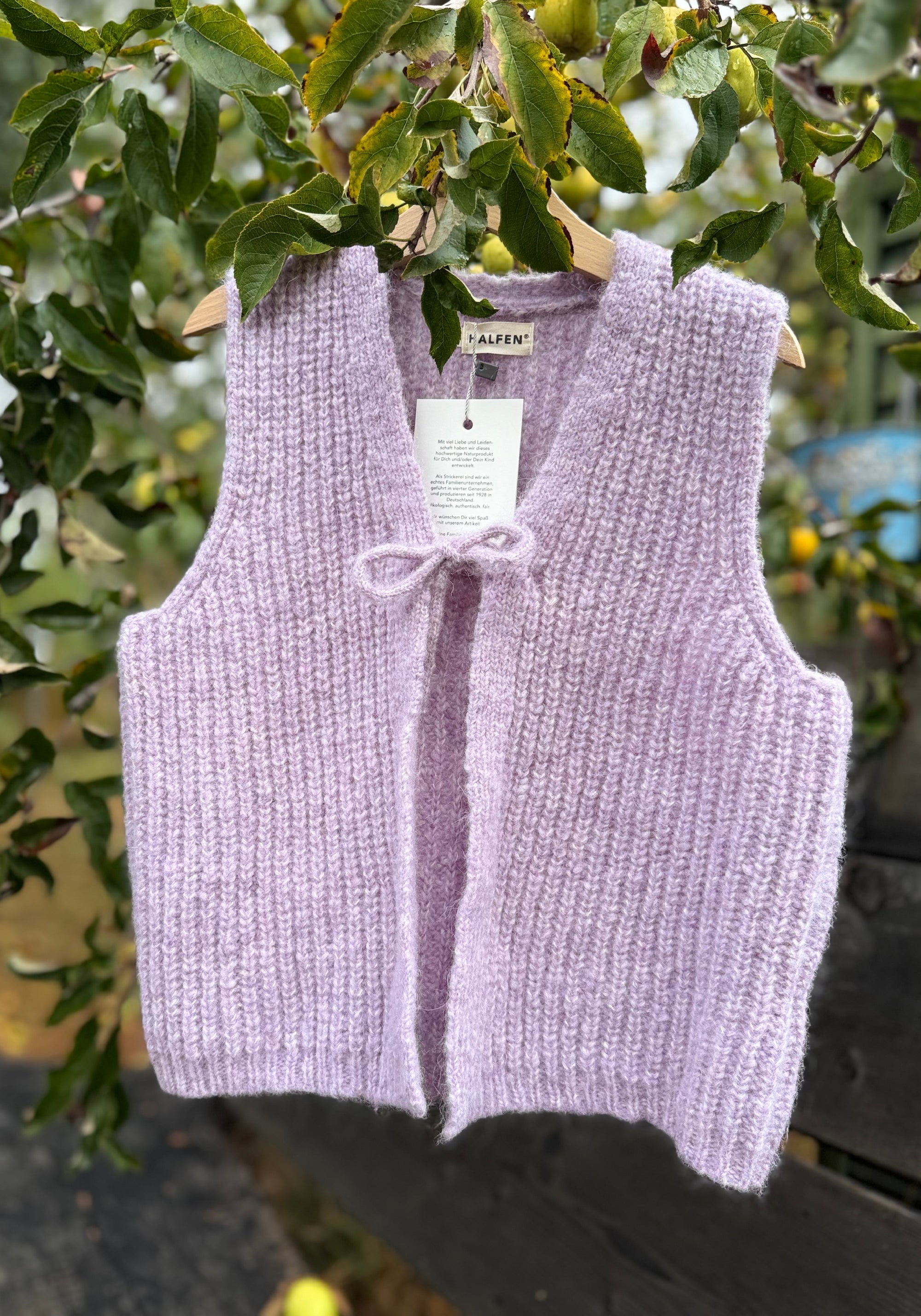 Vestă din alpaca, lână merinos și mătase - Lilac