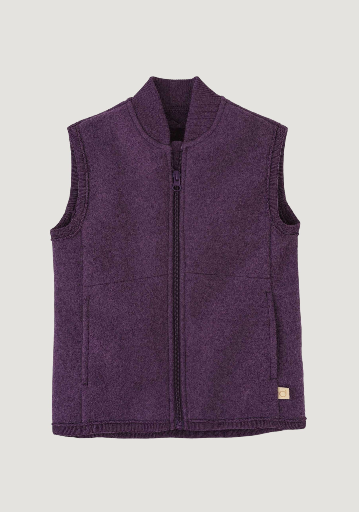 Vestă din lână merinos fiartă - Aubergine