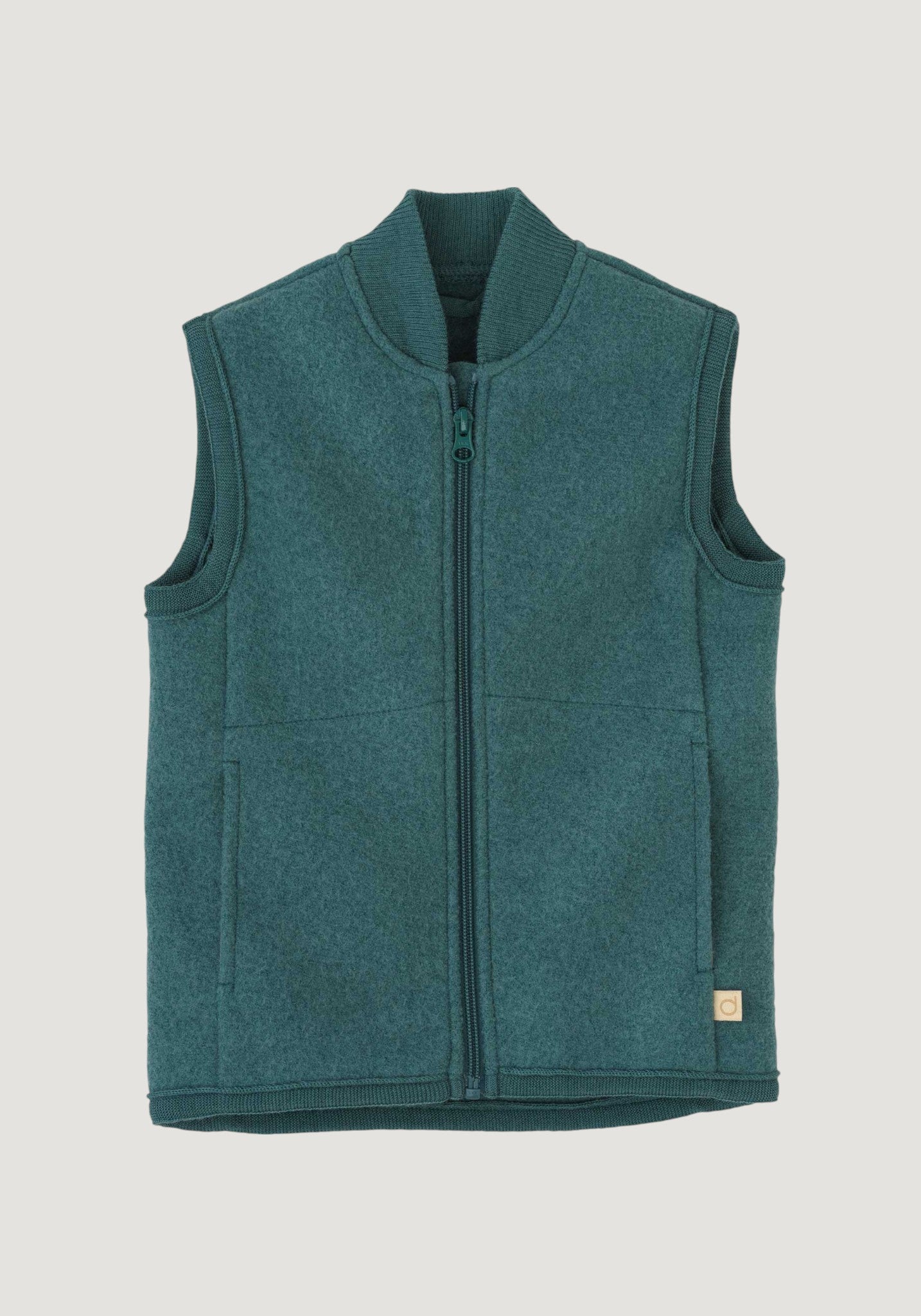 Vestă din lână merinos fiartă - Eucalyptus