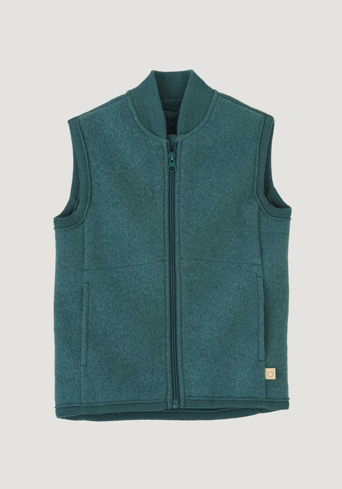Vestă din lână merinos fiartă - Eucalyptus