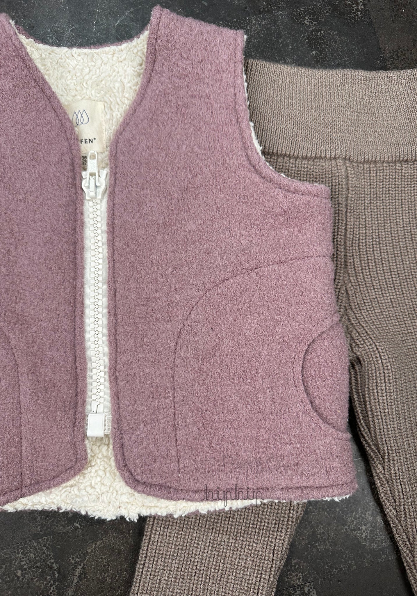 Vestă Teddy dublată din lână fiartă - Mauve Halfen HipHip.ro