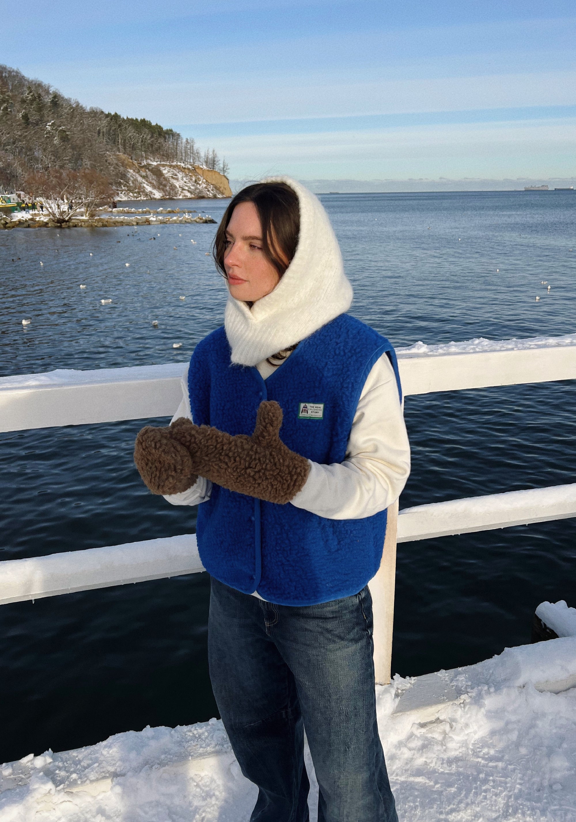 Vestă femei fleece din lână merinos - Teddy Cobalt