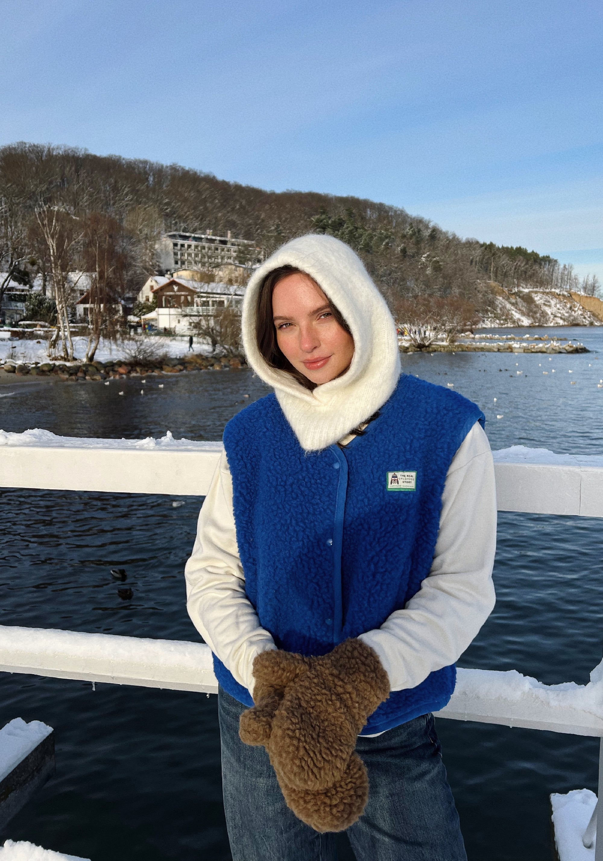 Vestă femei fleece din lână merinos - Teddy Cobalt
