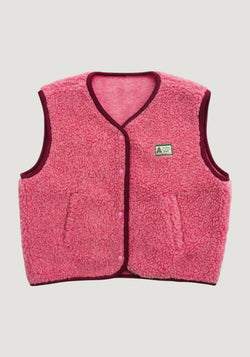 Vestă femei fleece din lână merinos - Teddy Dusty Pink Happymess HipHip.ro