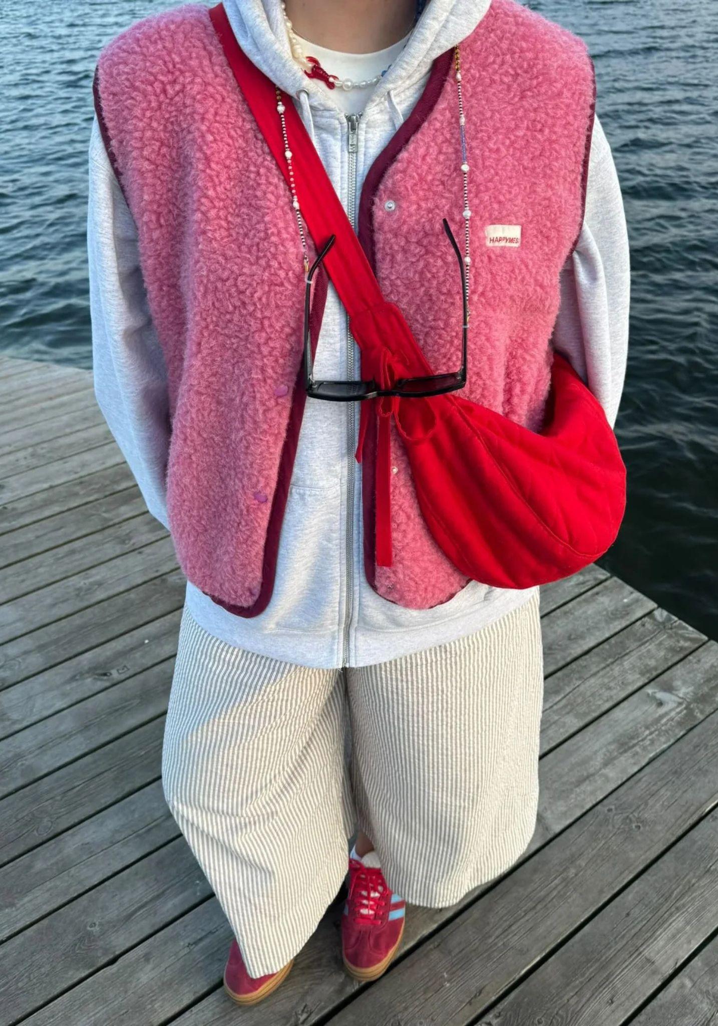 Vestă femei fleece din lână merinos - Teddy Dusty Pink