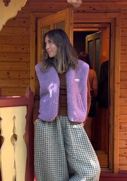 Vestă femei fleece din lână merinos - Teddy Lilac Cloud