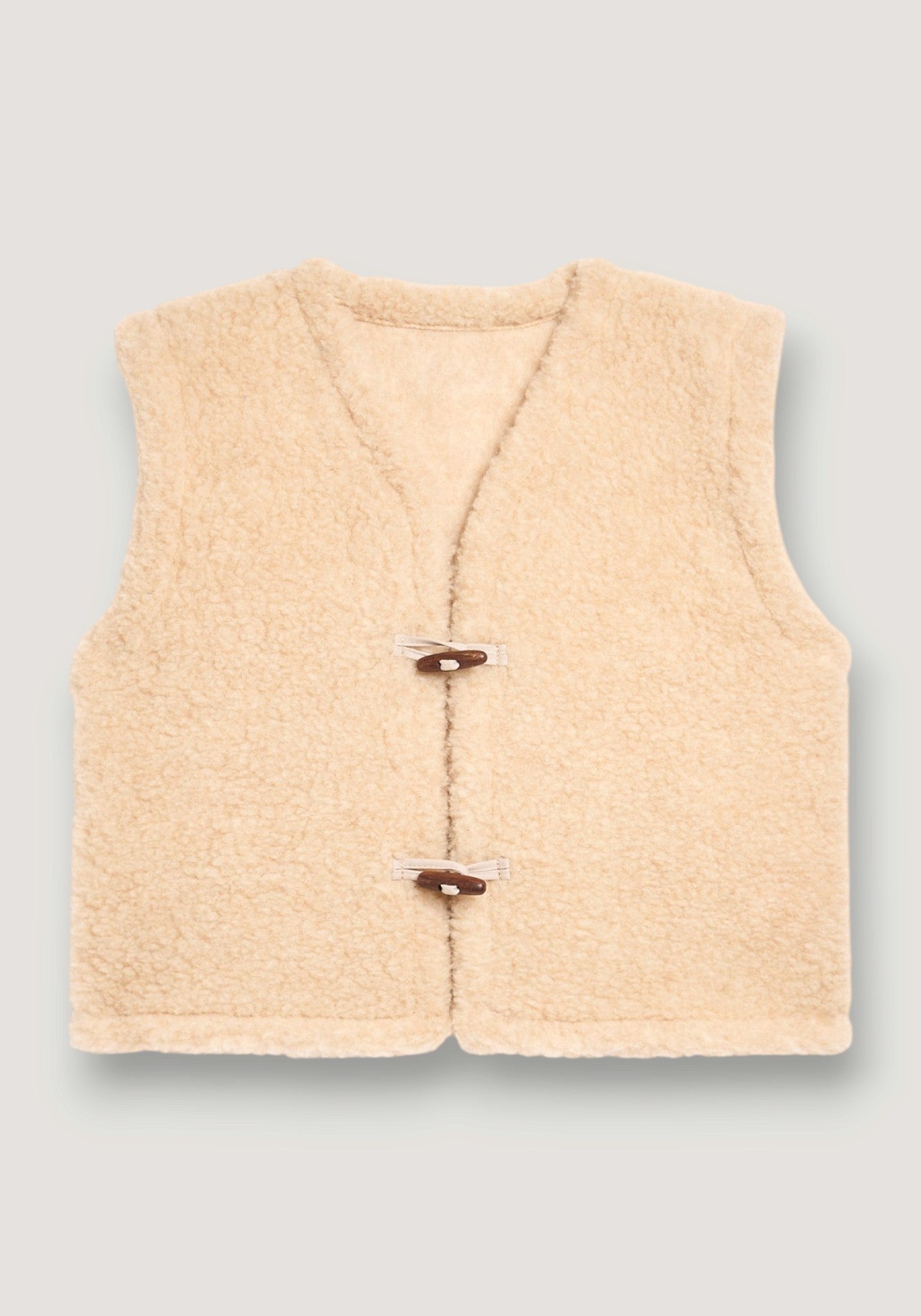 Vestă fleece din lână merinos - Teddy Almond