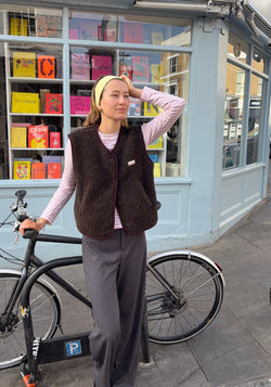 Vestă fleece din lână merinos - Teddy Chocolate Brown