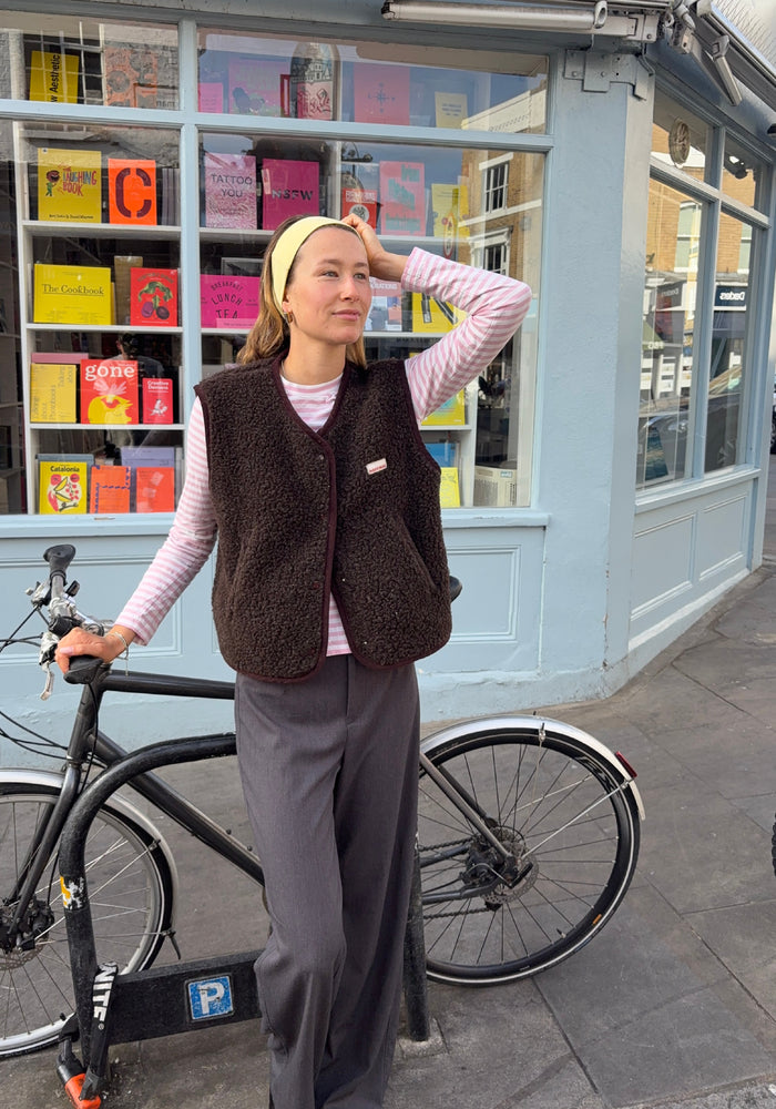 Vestă fleece din lână merinos - Teddy Chocolate Brown