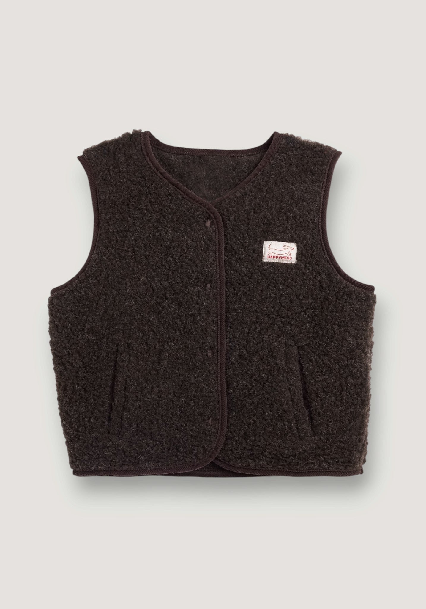 Vestă fleece din lână merinos - Teddy Chocolate Brown