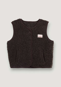Vestă fleece din lână merinos - Teddy Chocolate Brown