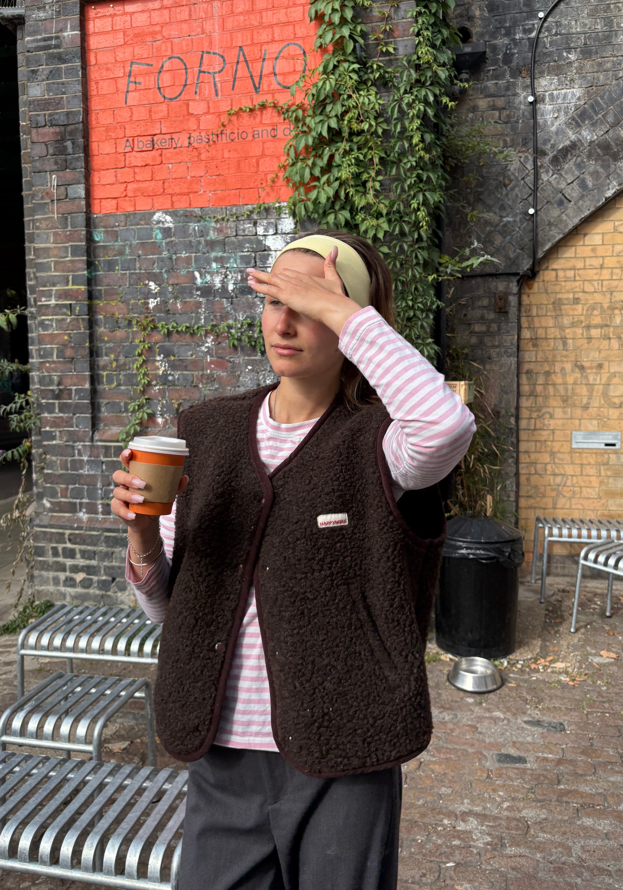 Vestă fleece din lână merinos - Teddy Chocolate Brown