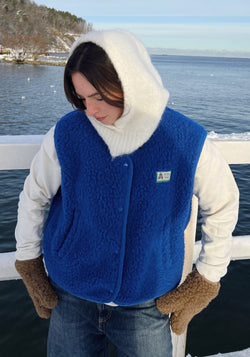 Vestă fleece din lână merinos - Teddy Cobalt