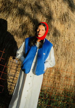 Vestă fleece din lână merinos - Teddy Cobalt