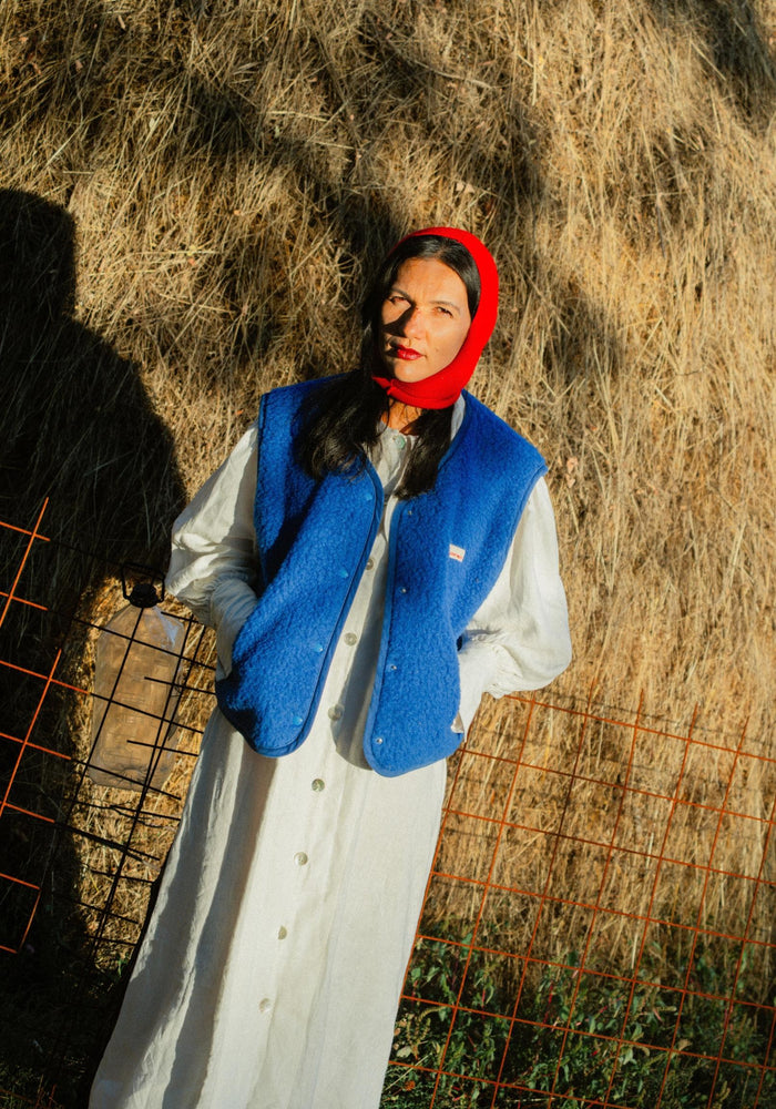 Vestă fleece din lână merinos - Teddy Cobalt