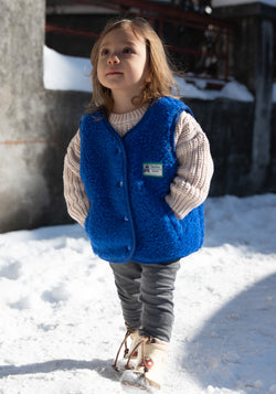 Vestă fleece din lână merinos - Teddy Cobalt