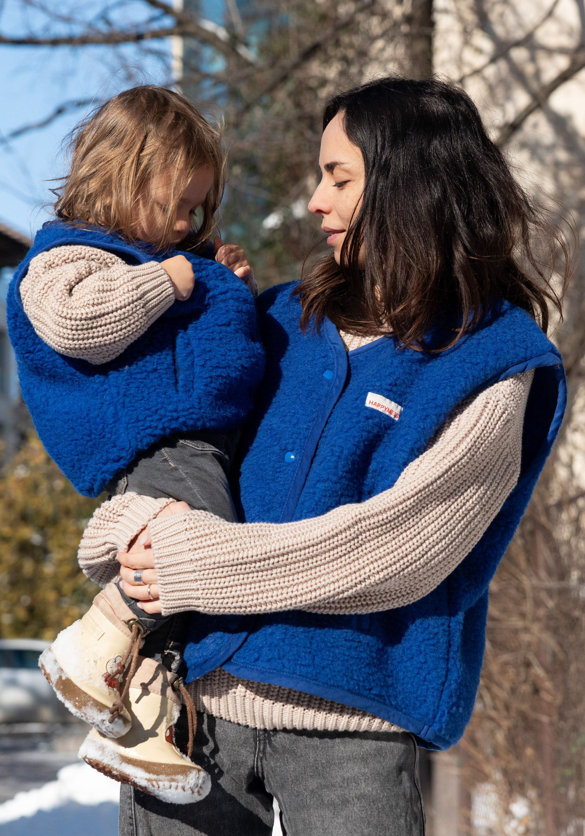 Vestă fleece din lână merinos - Teddy Cobalt