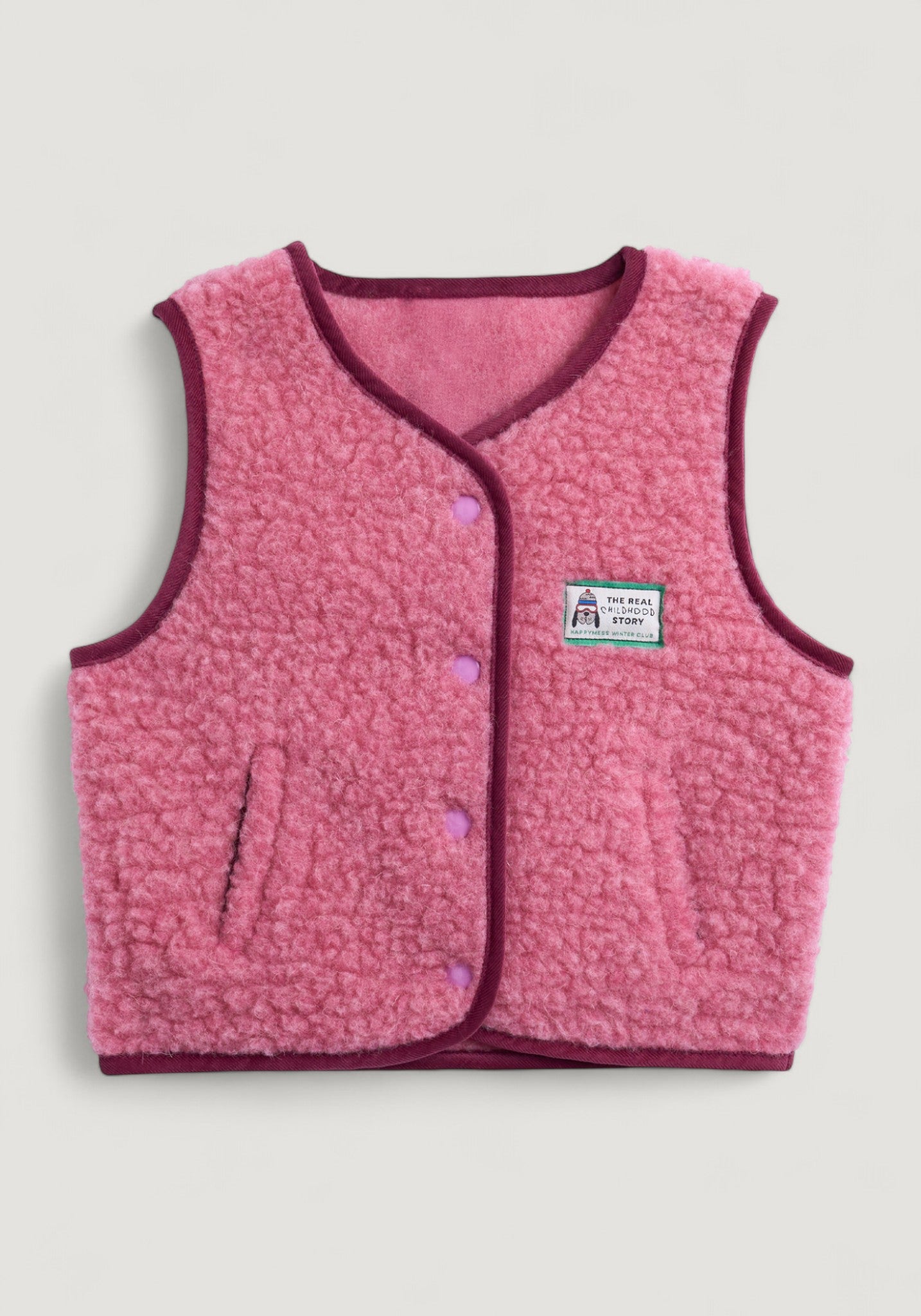 Vestă fleece din lână merinos - Teddy Dusty Pink