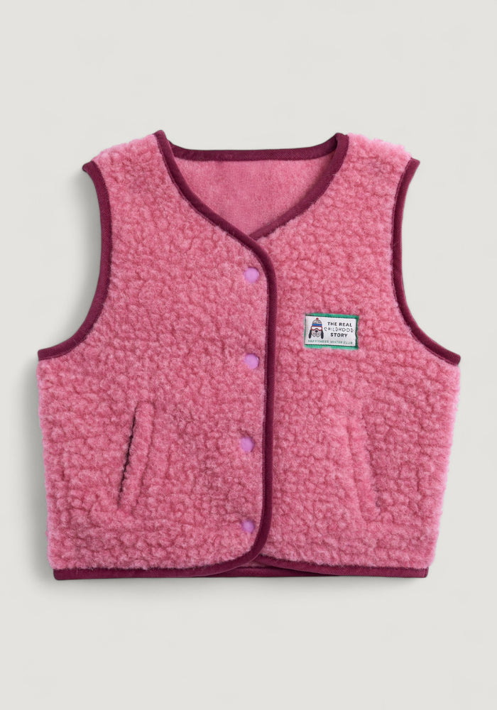 Vestă fleece din lână merinos - Teddy Dusty Pink