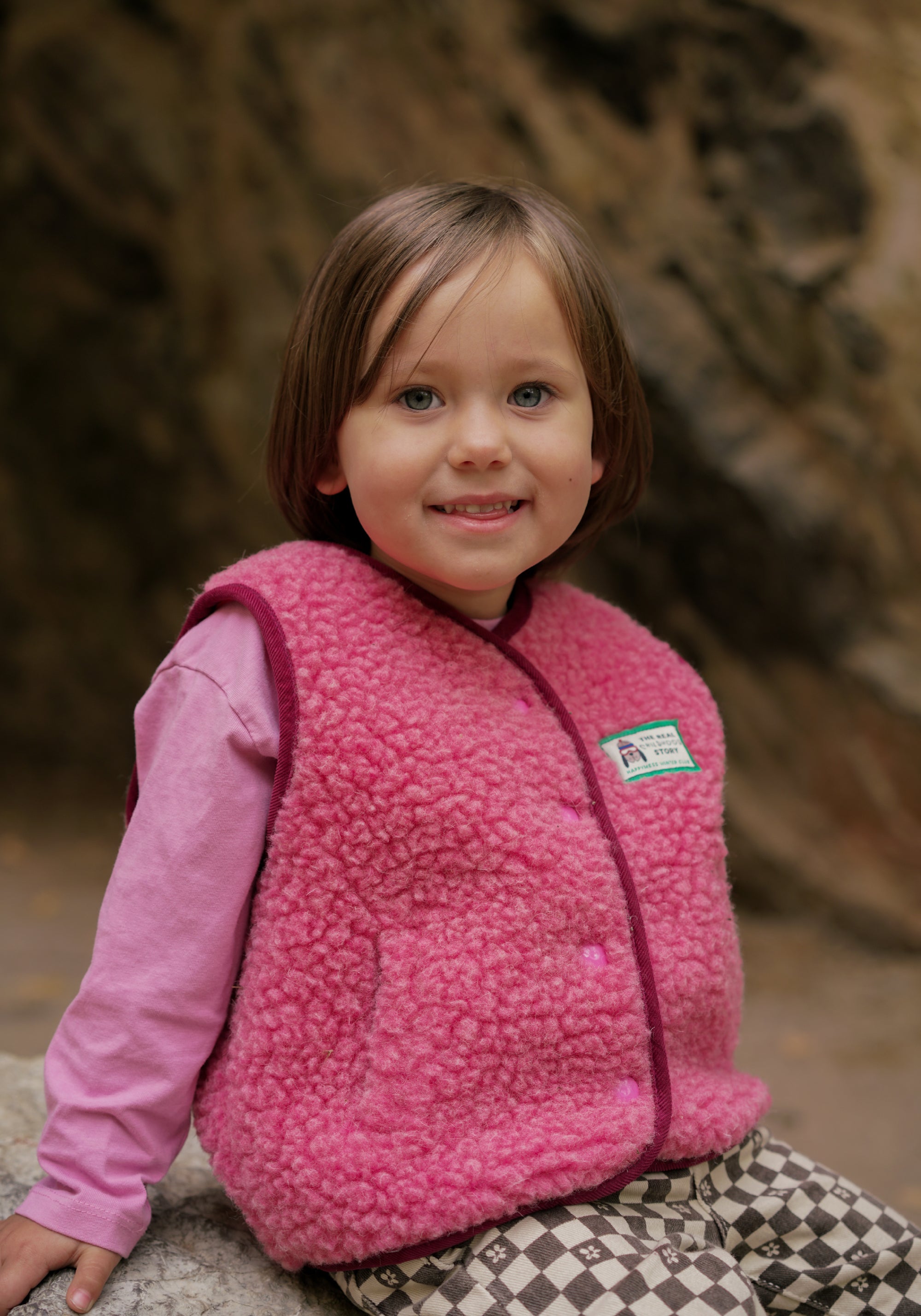 Vestă fleece din lână merinos - Teddy Dusty Pink