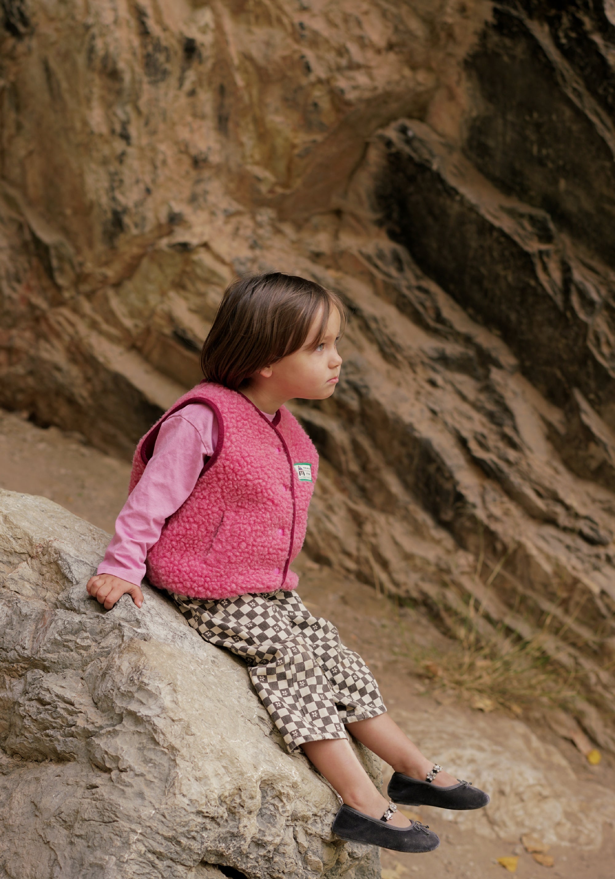 Vestă fleece din lână merinos - Teddy Dusty Pink