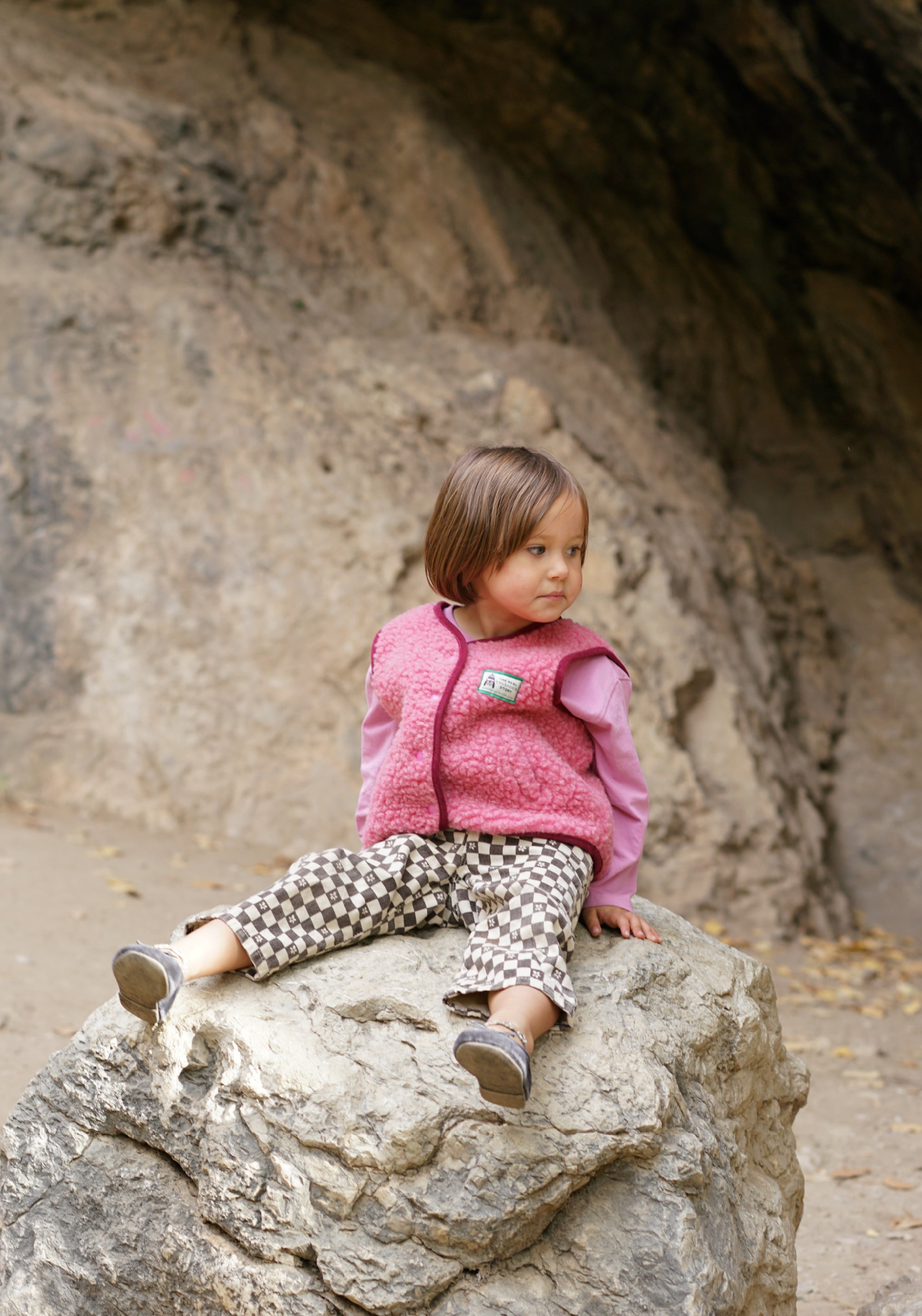 Vestă fleece din lână merinos - Teddy Dusty Pink
