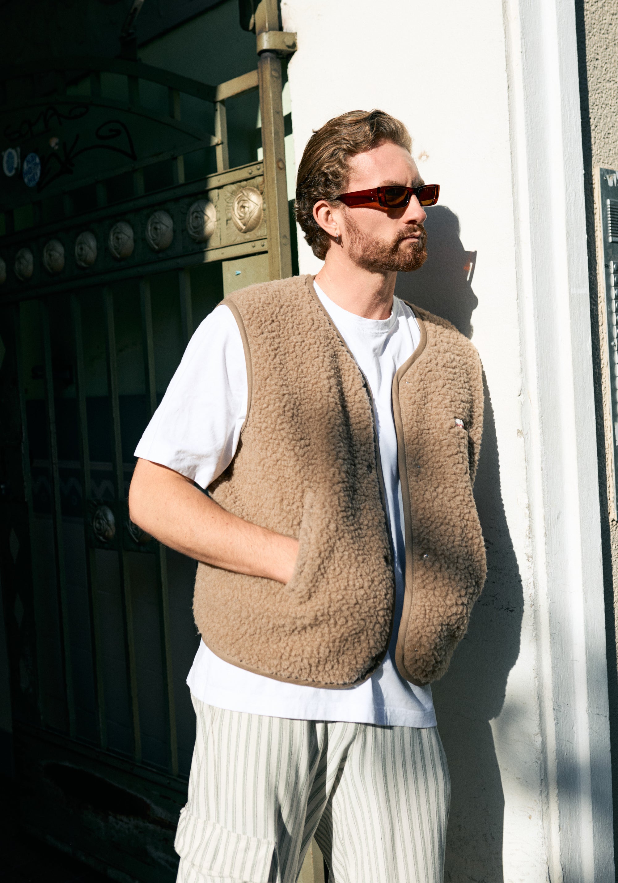 Vestă fleece din lână merinos - Teddy Hazelnut