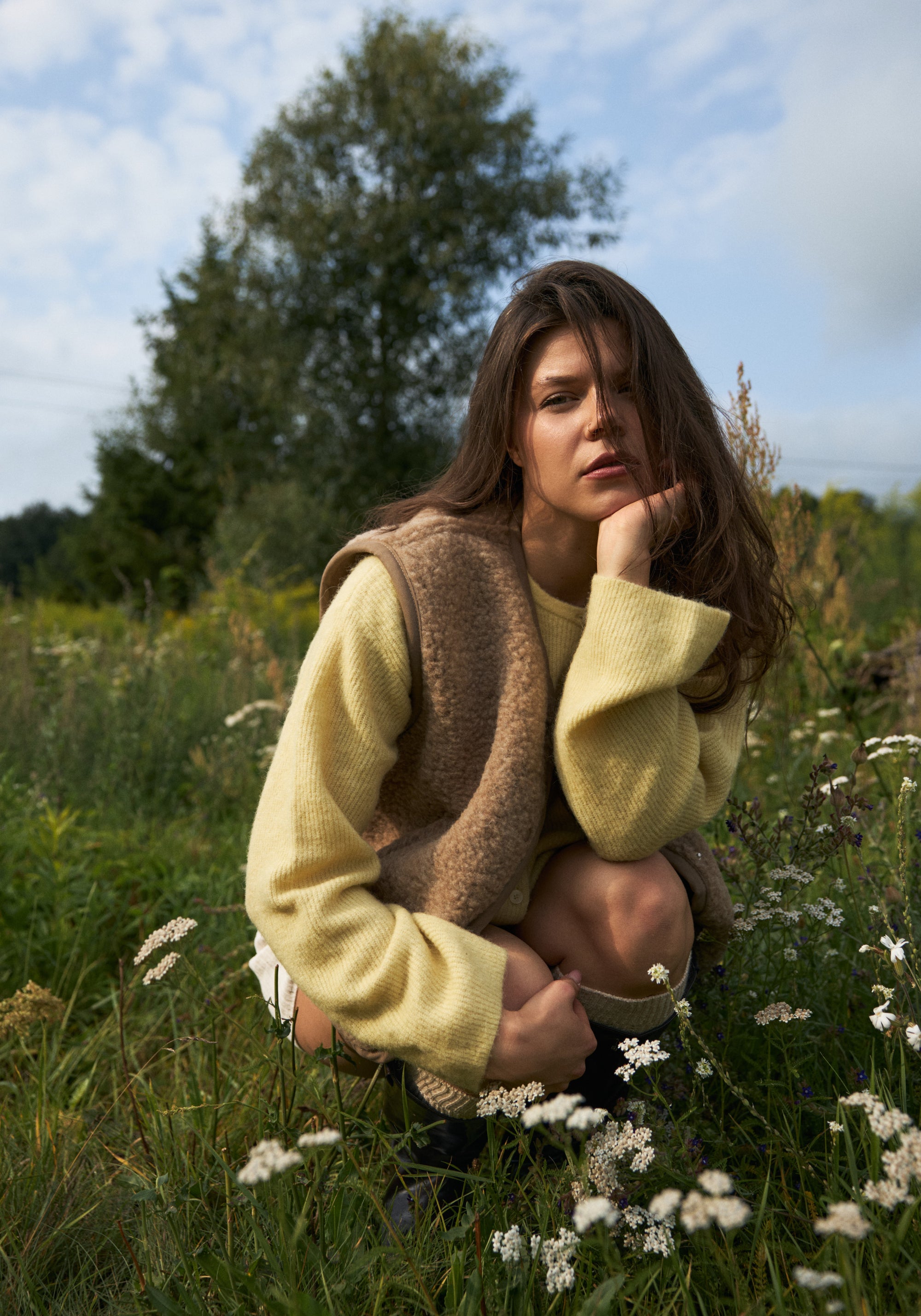 Vestă fleece din lână merinos - Teddy Hazelnut