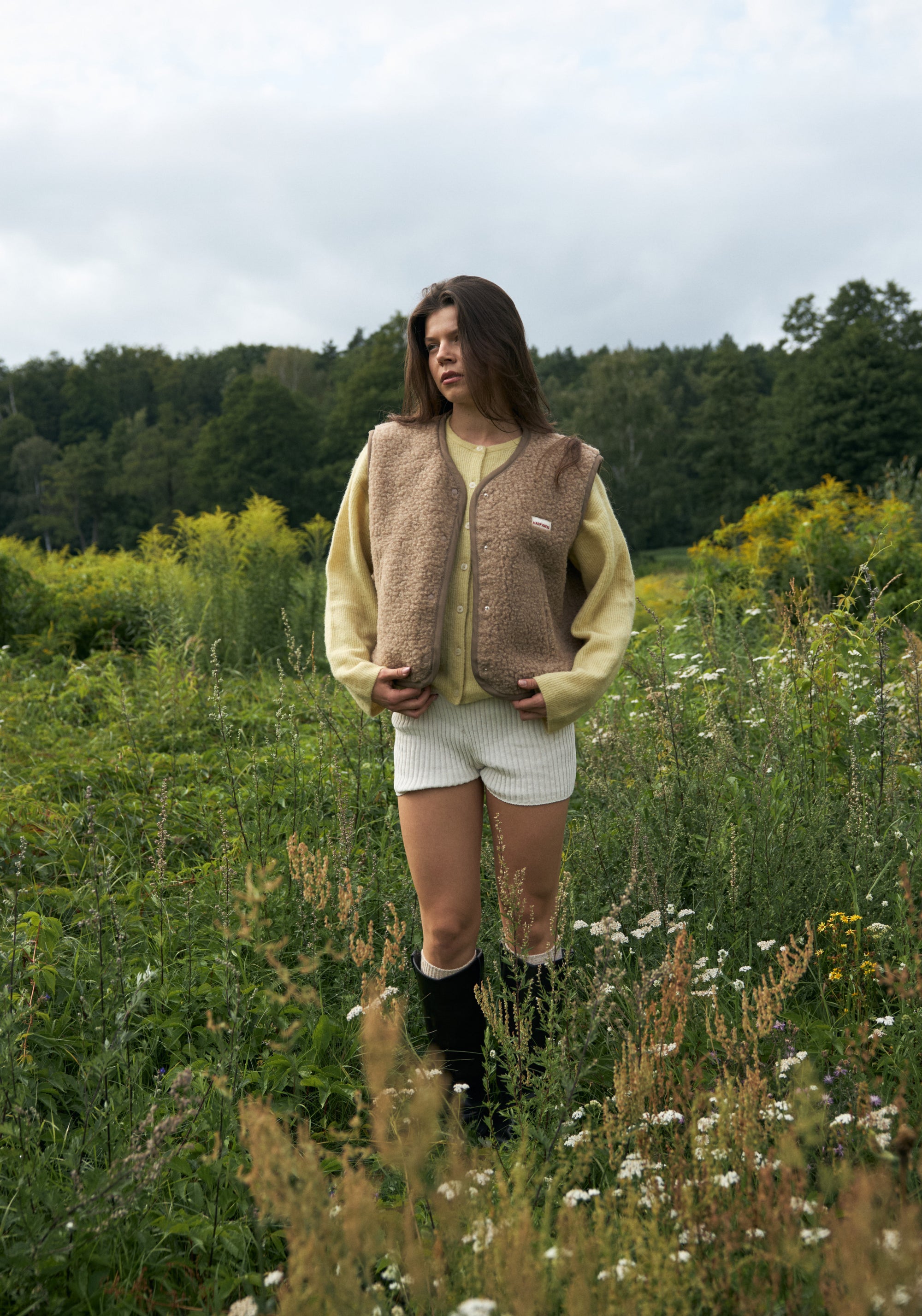 Vestă fleece din lână merinos - Teddy Hazelnut