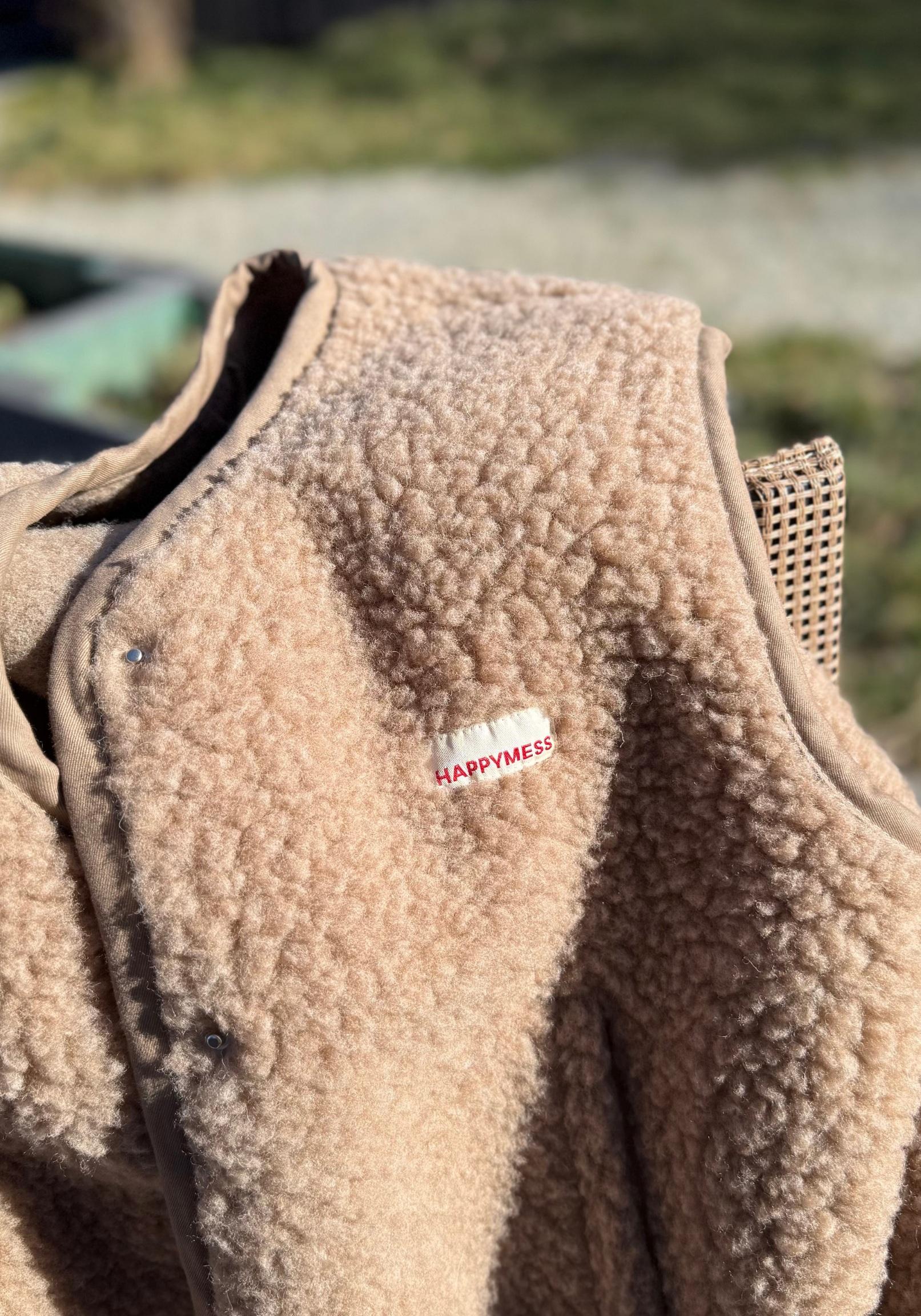 Vestă fleece din lână merinos - Teddy Hazelnut