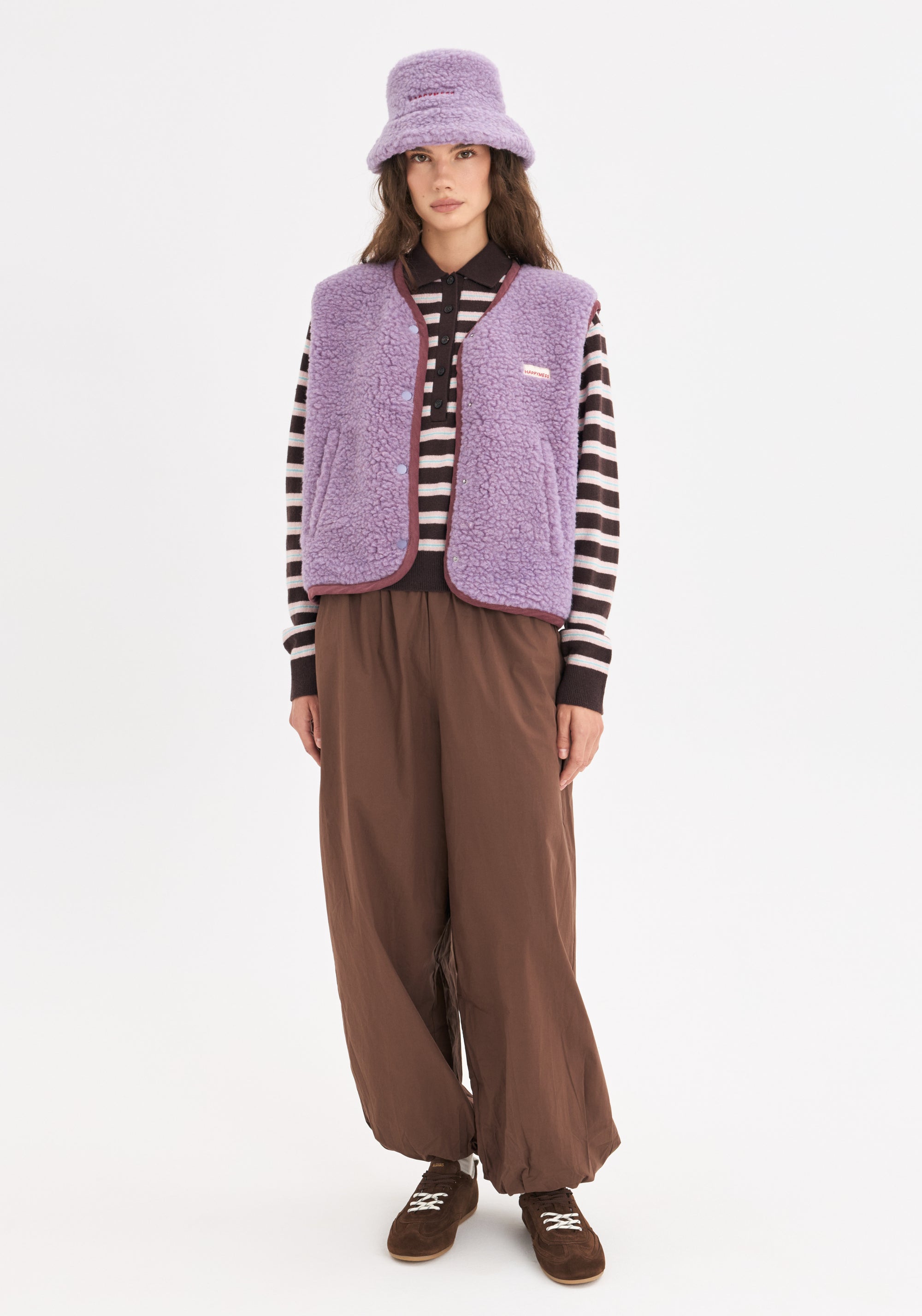 Vestă fleece din lână merinos - Teddy Lilac Cloud