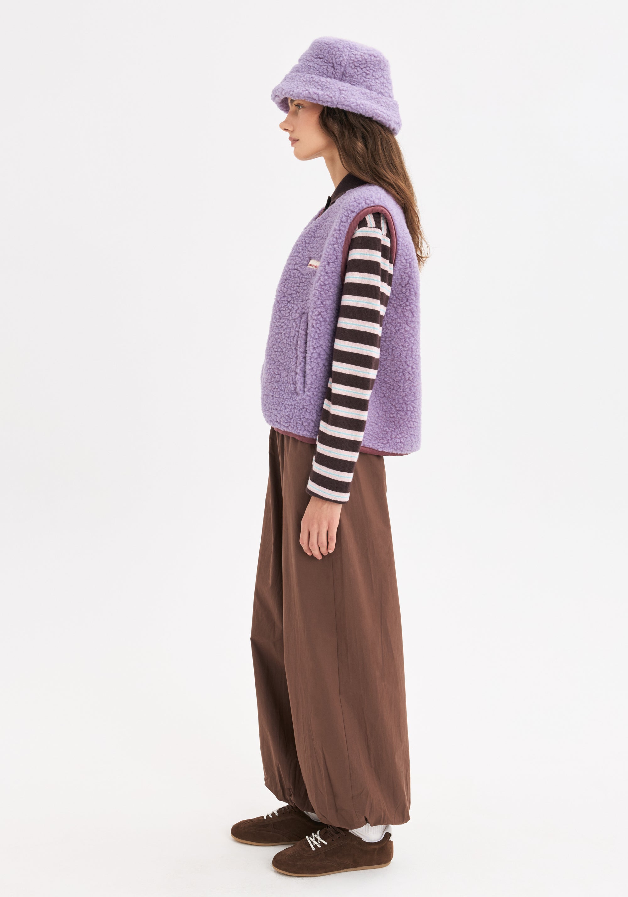 Vestă fleece din lână merinos - Teddy Lilac Cloud