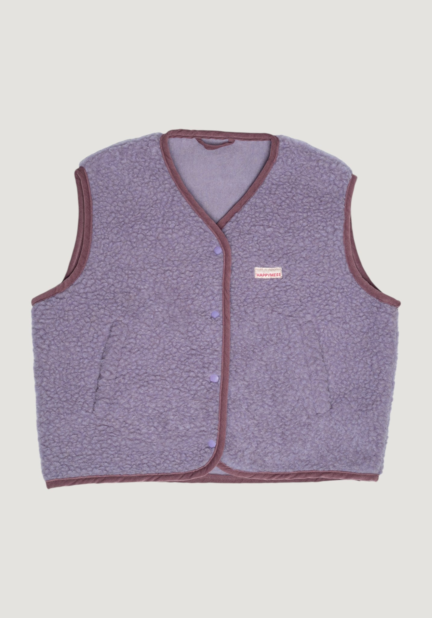 Vestă fleece din lână merinos - Teddy Lilac Cloud