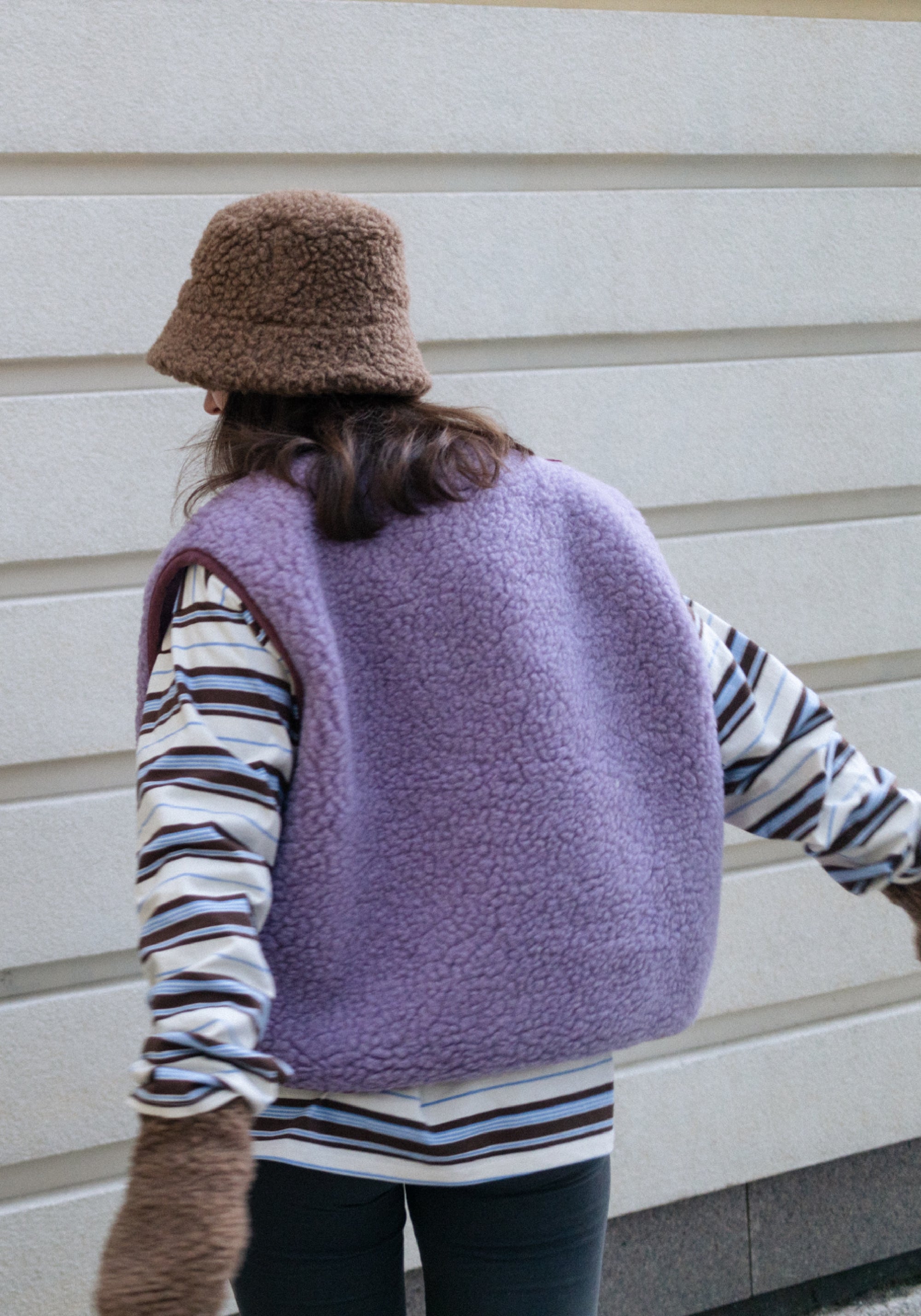 Vestă fleece din lână merinos - Teddy Lilac Cloud