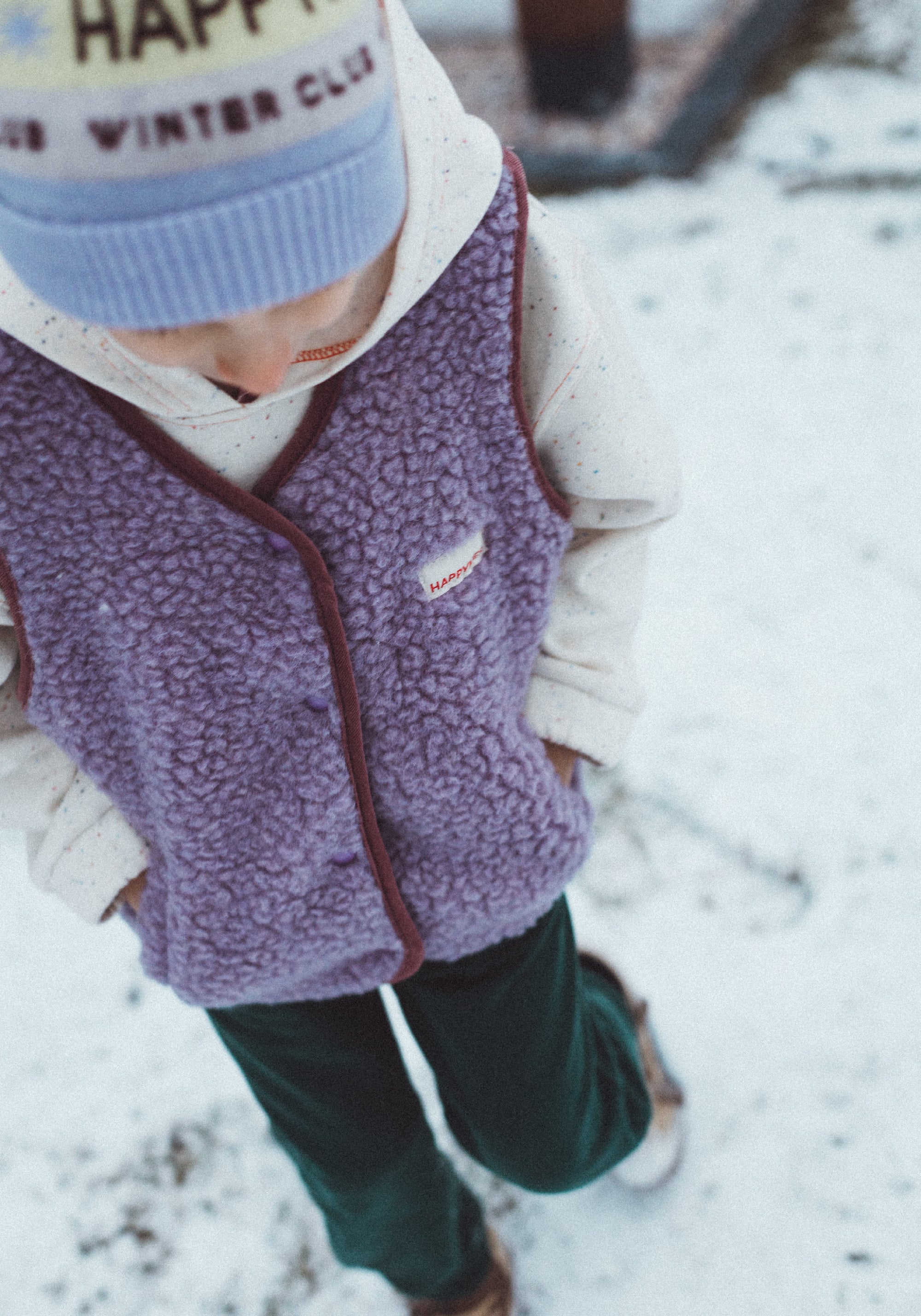 Vestă fleece din lână merinos - Teddy Lilac Cloud