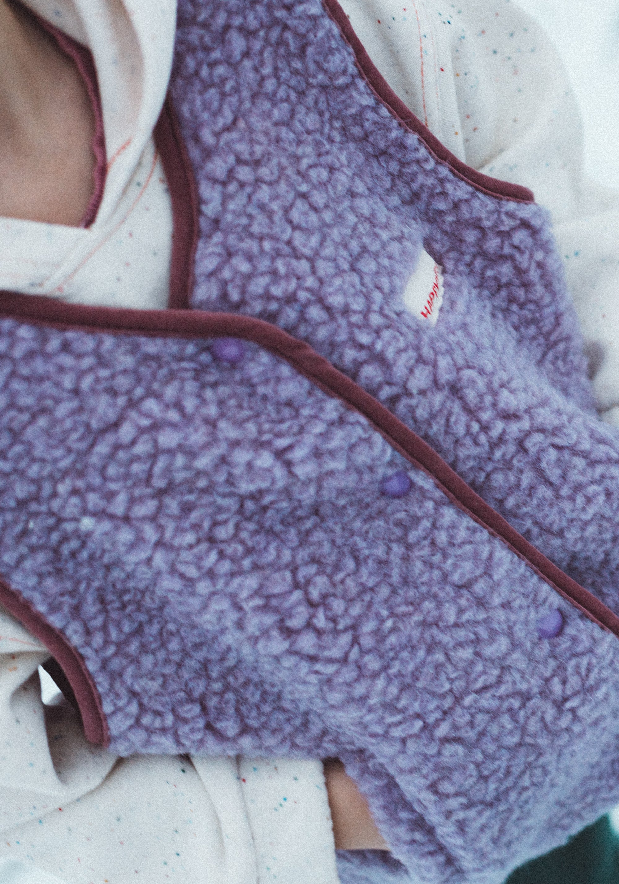 Vestă fleece din lână merinos - Teddy Lilac Cloud